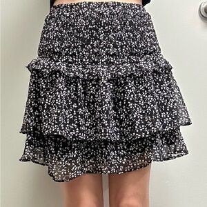 Sienna Sky Black and White Floral Mini Skirt